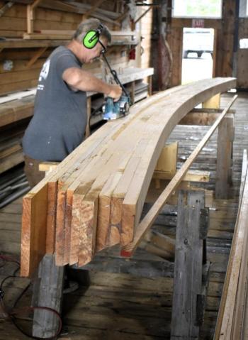 Carpenter Rick Prose at work. FRITZ FREUDENBERGER/Boothbay Register
