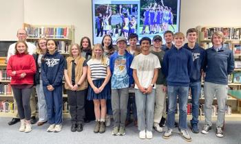 The 2025 Boothbay Region High School cross country team at the awards ceremony Nov. 6. FRITZ FREUDENBERGER/Boothbay Register