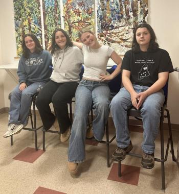 Boothbay Region High School students accepted into the District III Honors choir, from left: From left: Rose Campbell, Frida Kerchhauser, Sophia Mansfield (chorus), Jayden Coulombe (band). Photo courtesy of Dr. Mary Miller