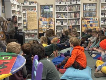 Secretary Bellows speaks to students about her responsibilities as Secretary of State.