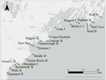 DMR's acoustic receivers are near sandy beaches that are popular with recreators. Courtesy of Matt Davis