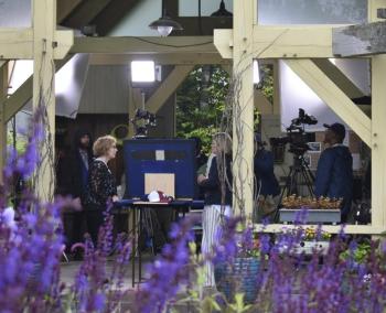 Coastal Maine Botanical Gardens was transformed into a sprawling set for the filming of Antiques Roadshow June 18. FRITZ FREUDENBERGER/Boothbay Register