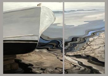 "Last Call Hatchet Cove" - diptych - 60" x 72" - 2024. Courtesy of the artist, Pam Cabañas