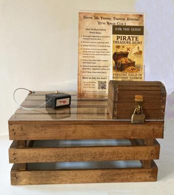 Treasure Hunt stamping crate. Elaine Jones photo