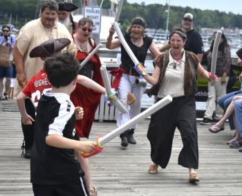 Forces clash as town defenders go against invading pirates. ISABELLE CURTIS/Boothbay Register