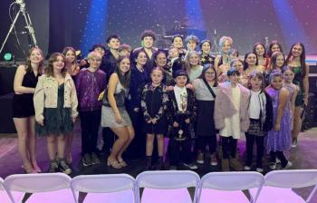 The Y Arts Team posing at the MainStage with their trophy for EXCELLENCE IN ACTING. Courtesy of Emily Mirabile