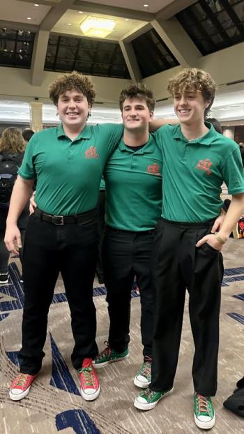Hamilton Pierpan, Trey Tibbetts, and Anderson Pierpan prior to their adjudication performance. Emily Mirabile photo