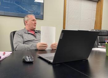 Superintendent Sean Boyer shares the district's recent cybersecurity assessment with trustees. ISABELLE CURTIS/Boothbay Register