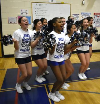 The BRES cheering squad celebrates the win. FRITZ FREUDENBERGER/Boothbay Register