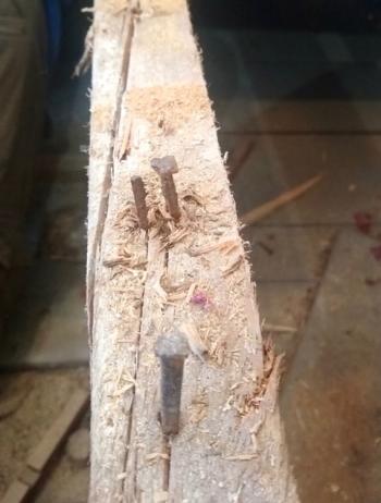 Rose head square nails from the early 1800s were discovered during the renovation. Courtesy photo
