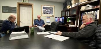 Chair Deryl Kipp joins via Zoom during a March 3 BHSD trustee meeting. ISABELLE CURTIS/Boothbay Register