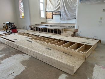 The new dais construction underway. Courtesy photo