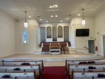 A view of the new dais from the back of the sanctuary. Courtesy photo