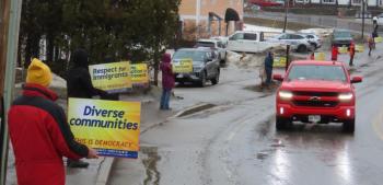 Protestors on March 7. Courtesy of Nigel Calder