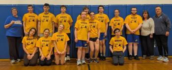 The BRHS Unified basketball team, helpers and coaches. CANDI JONETH/Boothbay Register