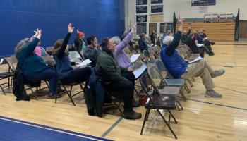 Residents gather March 17 to approve the $2.4 million AOS 98 budget for FY27. ISABELLE CURTIS/Boothbay Register