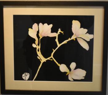 Helen M. Farnham - "Magnolias In Bloom" - mixed media