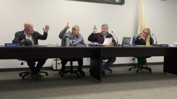 Boothbay Harbor selectmen unanimously approve Sample Shipyard's planned renovations during a April 28 wharves and weirs hearing. ISABELLE CURTIS/Boothbay Register