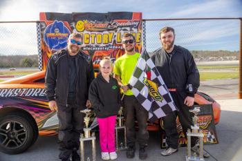 Roadrunners Victory Lane, from left: Doug Woodard, Abby Colson, Seth Woodard and Gavin Gerow. Jasen Dickey Photography
