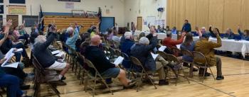 Residents at the CSD annual budget meeting April 28. ISABELLE CURTIS/Boothbay Register