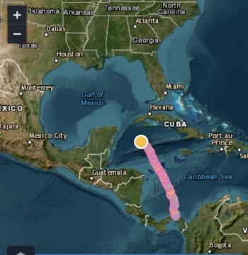 On Saturday, Cholao 2 was flying north between Cuba and Mexico. 