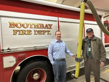 Chief Tim Pinkham, Boothbay Fire & Rescue, left, and Steve Bunker, Maine Fire Protection Services Commission. Courtesy photo
