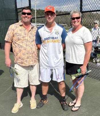 Griffin Yereance with his parents, Scott and Katie Yereance. KEVIN BURNHAM/Boothbay Register