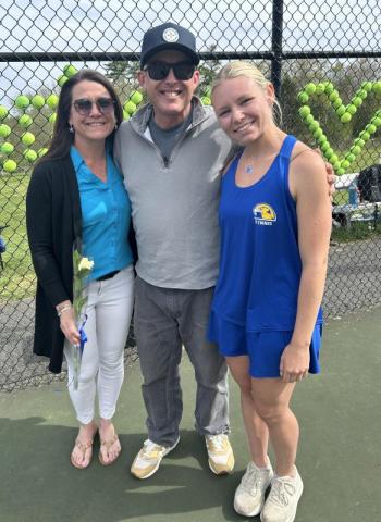 Maddie Andreasen with her parents, Michele and Nick Ripley. KEVIN BURNHAM/Boothbay Register