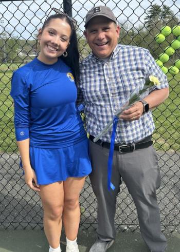 Sarah Harris and her father, Bruce. KEVIN BURNHAM/Boothbay Register