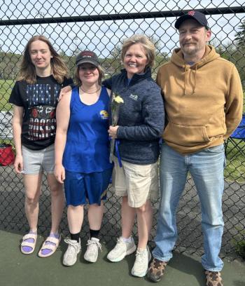 Abby Orchard with her family. From left, sister Maddie Orchard, Abby, mother Jennifer and father Eric. KEVIN BURNHAM/Boothbay Register