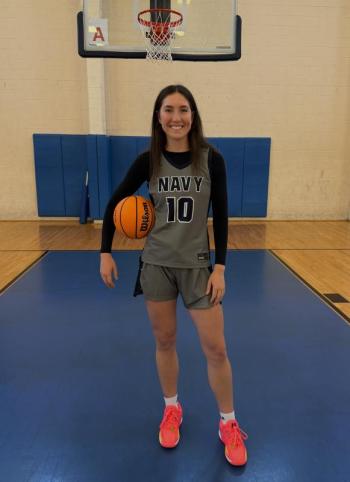 Glory Blethen of Boothbay played for the Navy team during the All-Armed Forces basketball tournament. Courtesy photo