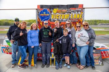 Landon Tapley joins his family in Victory Lane following his Strictly Street victory. Jasen Dickey Photography