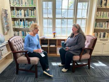 Conversation Café at the Boothbay Harbor Memorial Library. Courtesy of Bob Drury