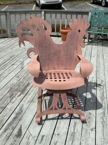 The morning coffee chair for early birds. LISA KRISTOFF/Boothbay Register