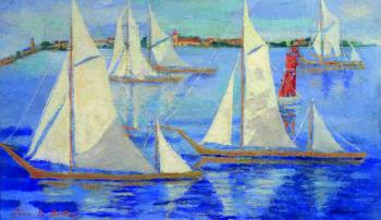 Jean de Botton (French, 1898-1978), Elements marins, oil on panel, 13 3/8" x 21 5/8". Courtesy of Wiscasset Bay Gallery