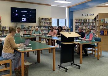 CSD school committee during a May 12 meeting. ISABELLE CURTIS/Boothbay Register