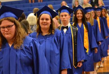 Seniors march through the gym on their way to the stage for Awards Night June 10. KEVIN BURNHAM/Boothbay Register