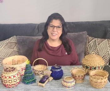 Wabanaki master basket maker Debbie Nicholas will be coming to the Southport Town Hall to demonstrate the techniques of making baskets of brown ash wood, and sweetgrass. Courtesy of Debbie Nicholas