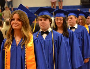 Seniors march through the gym on their way to the stage for Awards Night June 10. KEVIN BURNHAM/Boothbay Register