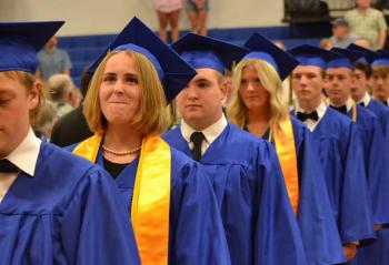 Seniors march through the gym on their way to the stage for Awards Night June 10. KEVIN BURNHAM/Boothbay Register