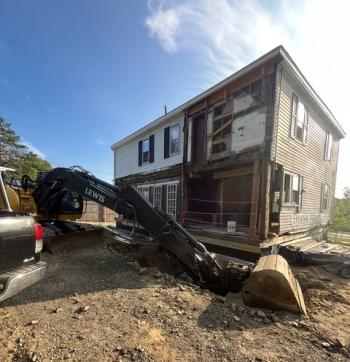 The back of the house needed to be repaired after its 2014 move separated it from a built-on addition. Courtesy of Patrice Cappelletti 