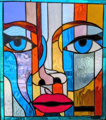 New member Steven Schutz’s stained glass work, “Cathedral of Thyself,” is on view this month at BRAF. Courtesy of the venue