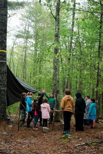 Boothbay Region Elementary School students in a Hearty Roots adventure. Courtesy of Hearty Roots.