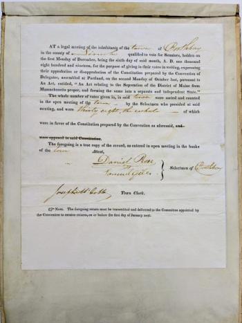 Part of Southport Memorial Library's Maine Constitution Exhibit. Courtesy photo