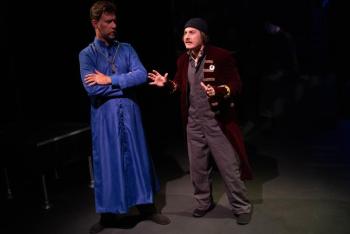 Soren Barker and Roosevelt Bishop, of Boothbay, in a scene from "The Machine Stops." Jenny Maher photo