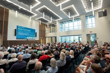 The annual Café Sci series of free science talks will take place on Wednesdays at 5 p.m., July 22 through Aug. 12, virtually or in-person in the Burgess Forum at Bigelow Laboratory in East Boothbay, Maine. Photo by Gabe Souza/Bigelow Laboratory for Ocean Sciences