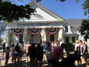 Crowd gathers at Boothbay Memorial Library