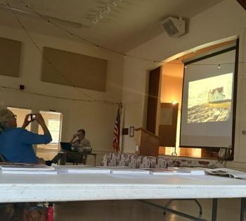 Kevin Johnson's presentation at the Southport Town Hall on July 13. EMMA BENVENUTO/Boothbay Register