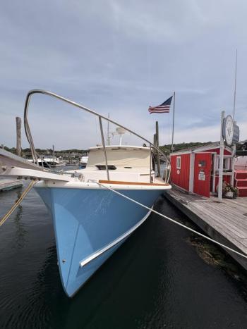 Charles Thayer's boat where he writes. EMMA BENVENUTO/Boothbay Register