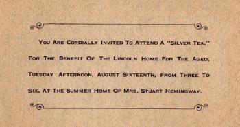 Elizabeth Reed's invitation to the Silver Tea. Courtesy of BRHS
